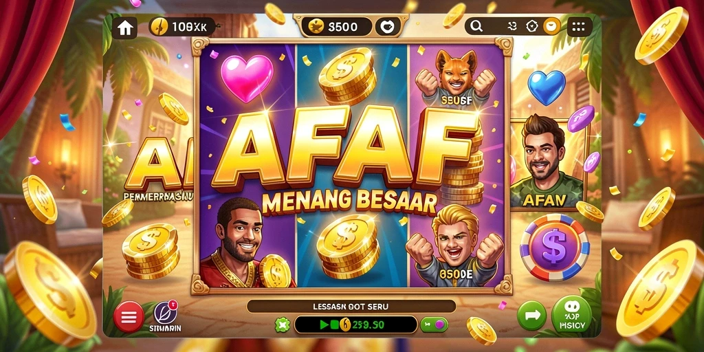 Tampilan gameplay menyenangkan AFAF dengan mesin Slot yang menarik.