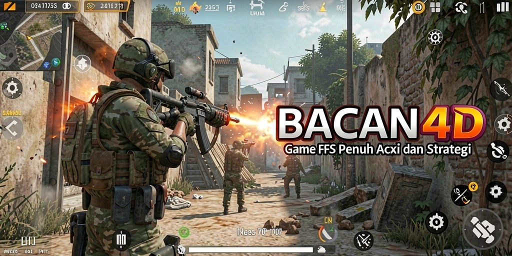 Tangkapan layar utama BACAN4D menampilkan aksi intens dalam permainan FPS.