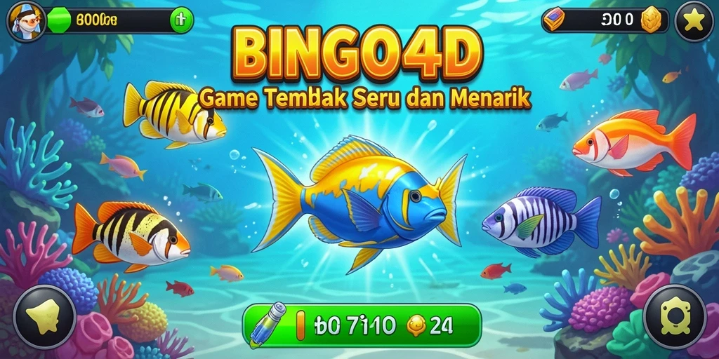 Tampilan gameplay seru BINGO4D saat menembak ikan.
