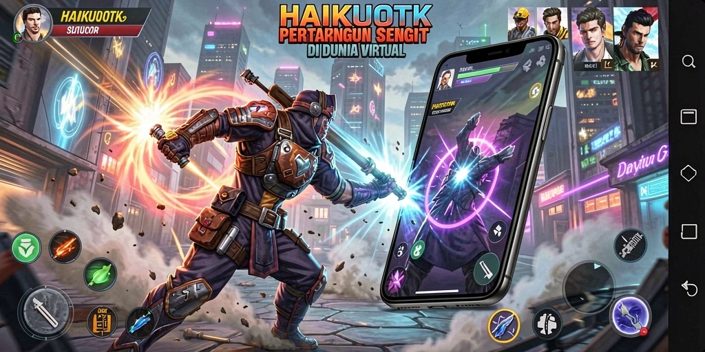 Tampilan gameplay HAIKUOTK dengan aksi pertarungan yang mendebarkan.