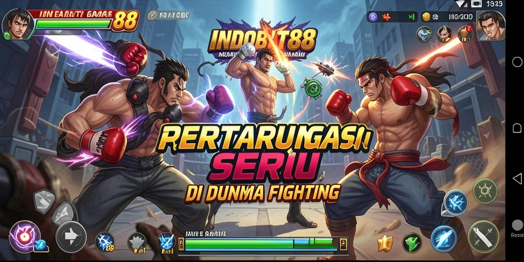 Tampilan gameplay mendebarkan dalam pertarungan di INDOBIT88.
