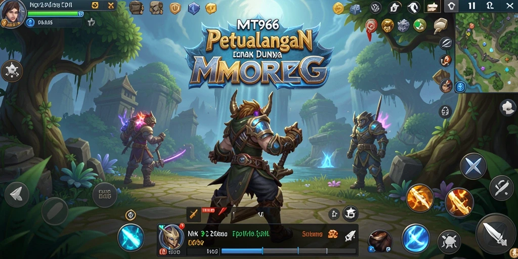 Tangkapan layar gameplay MT966 yang menggambarkan aksi seru dalam petualangan MMORPG.