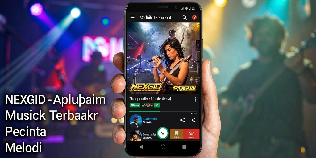 Screenshot gameplay NEXGID dengan aksi mendengarkan dan bermain musik.