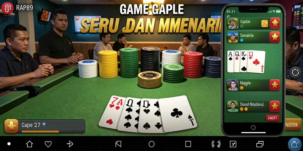 Tampilan gameplay Gaple yang menyenangkan dan kompetitif.