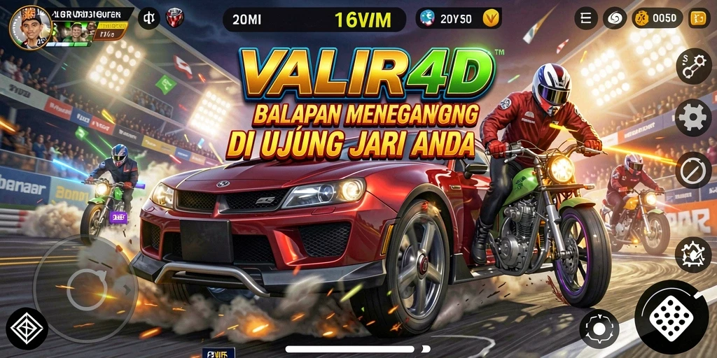 Screenshot gameplay <strong>VALIR4D</strong> yang menampilkan balapan penuh aksi dan kecepatan.
